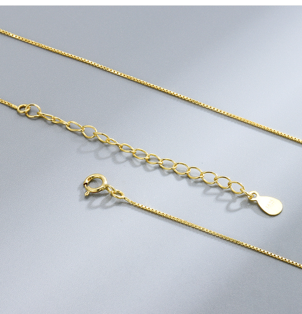 Box Gold Chain Necklace | 18 K Gold Vermeil Adjustable Chain Necklace